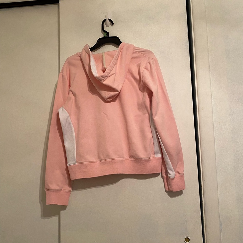 Ralph Lauren Light Pink  and White Zip-Up Hoodie, Logo on Chest, Long Sleeve (L) - Picture 2 of 6